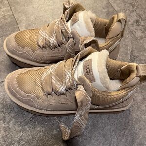 UGG Beige Sneakers with Checkered Laces